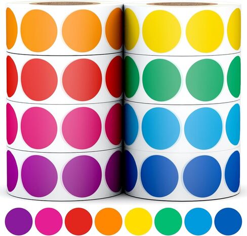 1600 PCS Printholic Colored Dot Stickers, 10 Color Circle Price Stickers, 3/4 Inch Round Color Coding Labels for Office, Home, Teaching Events, Garage Sales - 20 Sheets in Kuwait