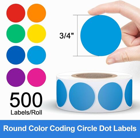 1600 PCS Printholic Colored Dot Stickers, 10 Color Circle Price Stickers, 3/4 Inch Round Color Coding Labels for Office, Home, Teaching Events, Garage Sales - 20 Sheets in Kuwait