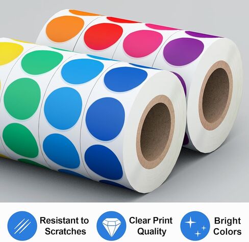 1600 PCS Printholic Colored Dot Stickers, 10 Color Circle Price Stickers, 3/4 Inch Round Color Coding Labels for Office, Home, Teaching Events, Garage Sales - 20 Sheets in Kuwait
