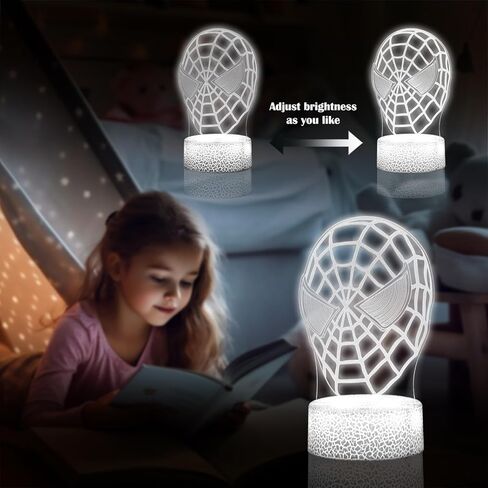 Kids Toys 3D Night Light,Superhero Christmas Gift Birthday 3D Illusion Lamp for Kid Girl Boy Room Decor, 16 Colors Remote Control in Kuwait