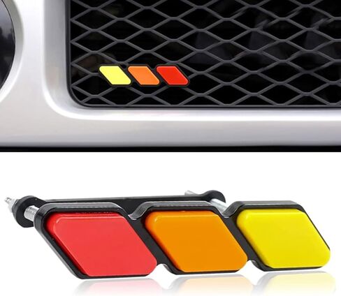 1 PC Car Grille Decoration Badge, Tricolor Badge Accessories, Classic Slotted Grille Decoration, Universal for Most Cars (Multicolored) in Saudi Arabia