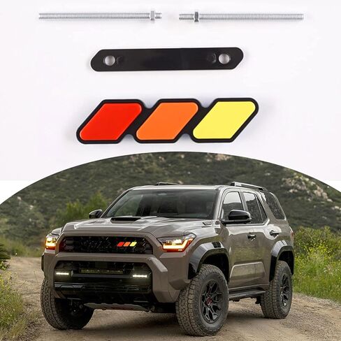 1 PC Car Grille Decoration Badge, Tricolor Badge Accessories, Classic Slotted Grille Decoration, Universal for Most Cars (Multicolored) in Saudi Arabia