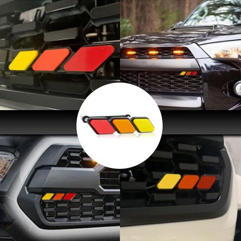 1 PC Car Grille Decoration Badge, Tricolor Badge Accessories, Classic Slotted Grille Decoration, Universal for Most Cars (Multicolored) in Saudi Arabia