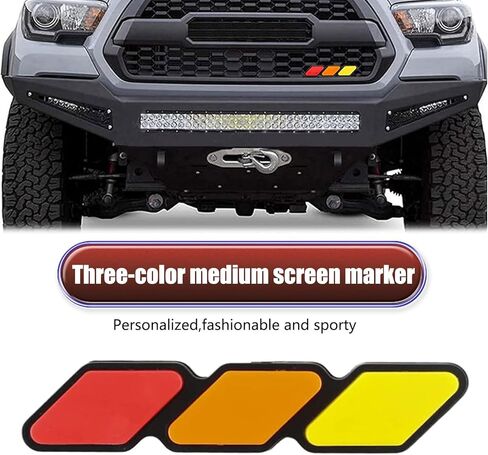 1 PC Car Grille Decoration Badge, Tricolor Badge Accessories, Classic Slotted Grille Decoration, Universal for Most Cars (Multicolored) in Saudi Arabia