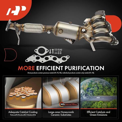 A-Premium Front Left Exhaust Manifold Catalytic Converter Kit Direct-Fit Compatible with Mazda 3 2004-2009 2.0L, 3 Sport 2009 2.0L, EPA Compliant, Replace# LF622050XB in Saudi Arabia