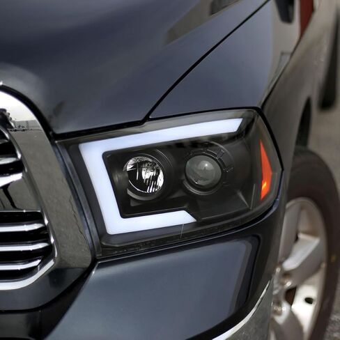 Ronnin - يناسب 2009-2018 Ram 1500 2500 3500 2019-2024 Ram 1500 المصابيح الأمامية لجهاز عرض الهالوجين الكلاسيكي، زوج تجميع مصابيح إشارة الانعطاف المتسلسل | أسود in Saudi Arabia