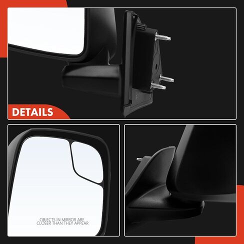 مرآة باب يدوية جانبية للركاب من A-Premium - متوافقة مع Nissan NV200 2013-2021 وChevrolet City Express 2015-2018 - مرآة رؤية خلفية خارجية غير ساخنة قابلة للطي باللون الأسود مع إشارة الانعطاف in Saudi Arabia