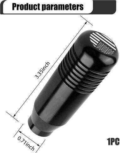 Shifter Knob, Weighted Anti-slip Stripes Comfort Grip, American Flag Decoration Alloy Rust-proof Gear Lever with 8 mm 10 mm 12 mm Adapter, for Most Manual Cars Trucks Accessories (Black) in Kuwait
