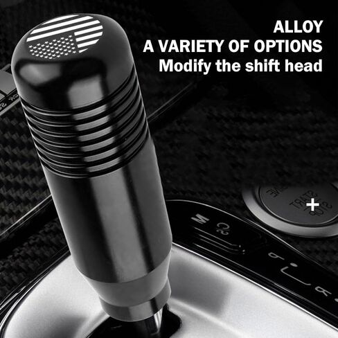 Shifter Knob, Weighted Anti-slip Stripes Comfort Grip, American Flag Decoration Alloy Rust-proof Gear Lever with 8 mm 10 mm 12 mm Adapter, for Most Manual Cars Trucks Accessories (Black) in Kuwait