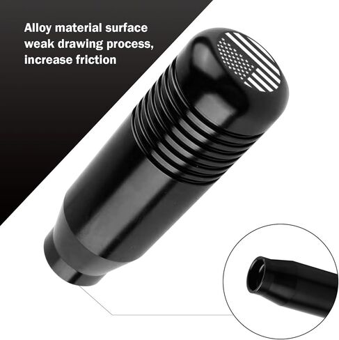 Shifter Knob, Weighted Anti-slip Stripes Comfort Grip, American Flag Decoration Alloy Rust-proof Gear Lever with 8 mm 10 mm 12 mm Adapter, for Most Manual Cars Trucks Accessories (Black) in Kuwait