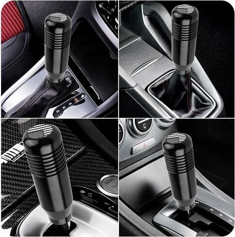 Shifter Knob, Weighted Anti-slip Stripes Comfort Grip, American Flag Decoration Alloy Rust-proof Gear Lever with 8 mm 10 mm 12 mm Adapter, for Most Manual Cars Trucks Accessories (Black) in Kuwait