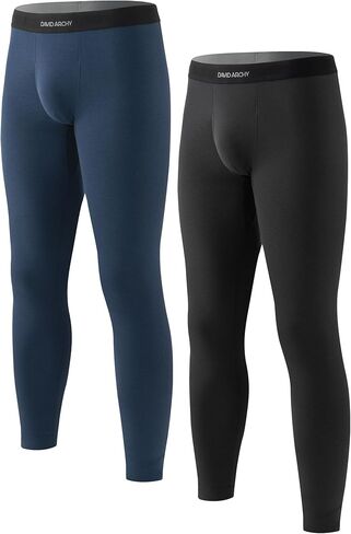 DAVID ARCHY Men's Cotton Fleece Lined Shu Velveteen Stripe Ultra Soft Winter Warm Thermal Bottom Long John with Fly in 2 Pack (S, Dark Gray Stripe) in Kuwait