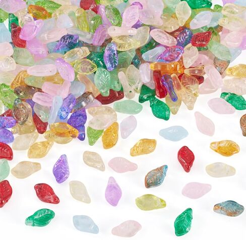 Craftdady 100Pcs Green Leaf Charms 9.7x5.5mm Transparent Acrylic Leaves Pendants Leaf Shape Bead Charms Bulk Cute Charms Earring Charms Hanging Ornament for DIY Craft Necklace Bracelet Jewelry Making in Saudi Arabia