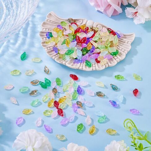 Craftdady 100Pcs Green Leaf Charms 9.7x5.5mm Transparent Acrylic Leaves Pendants Leaf Shape Bead Charms Bulk Cute Charms Earring Charms Hanging Ornament for DIY Craft Necklace Bracelet Jewelry Making in Saudi Arabia