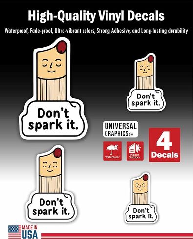4 (Pieces) 4" and 3", 2.5, 1.75 Don't Spark it Sticker, Waterproof Vinyl Decals for Many Purpose Like Cars, Trucks, Laptops, Phones, Windows and More in Saudi Arabia