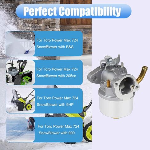 مجموعة المكربن ​​متوافقة مع Toro Power Max 724 SnowBlower مع B&S 205cc 9HP 900series استبدال المحرك Carb in Saudi Arabia