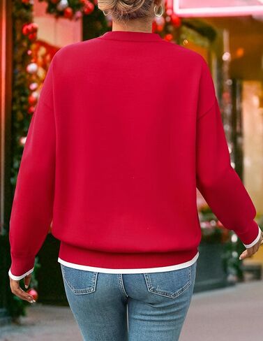 ZESICA المرأة طويلة الأكمام Crewneck سترة 2024 خريف مطبوعة لطيف المتضخم بلوفر مغزول القمم الملابس العصرية in Saudi Arabia