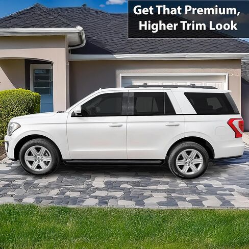 BOGAR TECH DESIGNS الجوانب الخلفية والأمامية الجزئية من الكروم المحذوف من الفينيل متوافق مع Ford Expedition 2018-2024، أسود لامع in Saudi Arabia