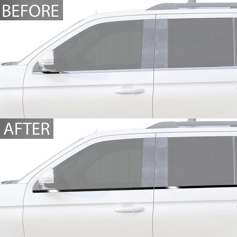 BOGAR TECH DESIGNS الجوانب الخلفية والأمامية الجزئية من الكروم المحذوف من الفينيل متوافق مع Ford Expedition 2018-2024، أسود لامع in Saudi Arabia