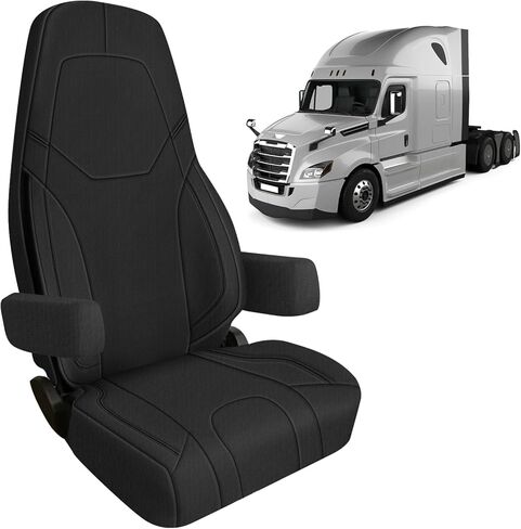 أغطية المقعد الأمامية المخصصة لصالح SAPUBK مع استبدال الجيب الخلفي للفترة 2014-2025 Freightliner Cascadia 33 "الظهر المرتفع ، والجلد المتميز مع غطاء مقعد الرغوة الناعم المركب الخلفي (رمادي) in Kuwait