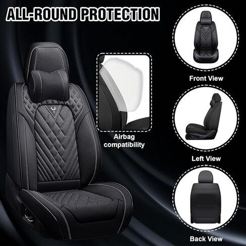 Car Seat Covers for Mercedes-Benz 2000-2026, Waterproof Nappa Leather Car Seat Protector, Comfortable and Anti-Slip Car Seat Cover&Accessories(5 Seats with Headrests/Black) in Saudi Arabia