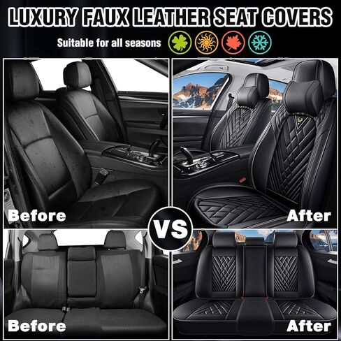 Car Seat Covers for Mercedes-Benz 2000-2026, Waterproof Nappa Leather Car Seat Protector, Comfortable and Anti-Slip Car Seat Cover&Accessories(5 Seats with Headrests/Black) in Saudi Arabia