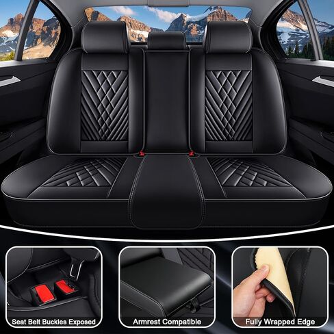 Car Seat Covers for Mercedes-Benz 2000-2026, Waterproof Nappa Leather Car Seat Protector, Comfortable and Anti-Slip Car Seat Cover&Accessories(5 Seats with Headrests/Black) in Saudi Arabia