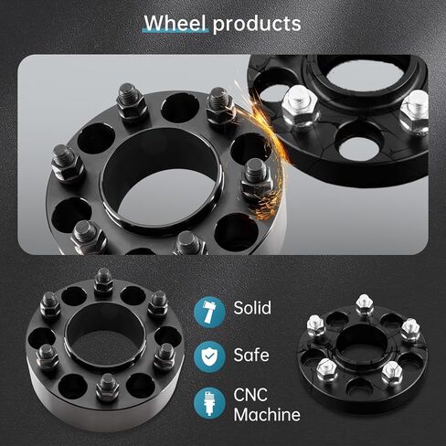 TRIBLE SIX 4Pcs 2" Thick 6 Lug Hubcentric Wheel Spacers 6x135mm to 6x135mm 14x2 Stud Black Adapters Replacement for Expedition F-150 Lincoln 2004-2014 in Saudi Arabia