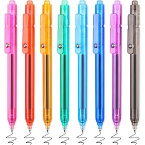 8 عبوات من أقلام الحبر الأسود سريعة الجفاف مقاس 0.5 مم، أقلام جل سوداء جمالية، أقلام كتابة ناعمة قابلة للسحب، قلم لطيف للهدايا المكتبية اليابانية (8 قطع-حبر أسود) in Kuwait