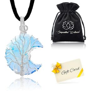 Clear Quartz Tree Of Life Healing Crystal Necklace - Promotes Balance & Clarity. Growth & Abundance in Kuwait