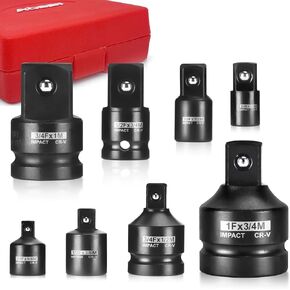 AOBEN 18 PCS 1/2" Drive Shallow Universal Impact Socket Set, Swivel Socket with Flexible Wobble, 6 Point, Metric,10-24mm,Cr-V Steel, Includes Extension Bars and Adapter in Kuwait