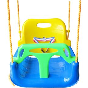 مجموعة أرجوحة 3 في 1 للرضع إلى المراهقين مضادة للانزلاق، مريحة وآمنة وقابلة للفصل للأطفال في الهواء الطلق للعب في الفناء والحديقة (اللون: كرسي أزرق + درابزين أحمر) in Kuwait