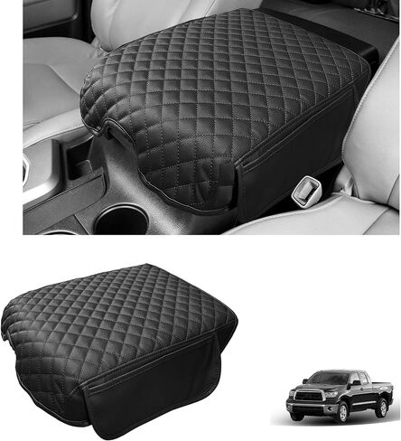 غطاء وحدة التحكم المركزية لسيارة Toyota Tundra 2007-2013 & Sequoia 2008-2022 غطاء حماية لوحدة التحكم الوسطى وغطاء مسند للذراع مع جيوب جانبية وإكسسوارات داخلية جلدية مضادة للخدوش، غرز رمادية in Saudi Arabia