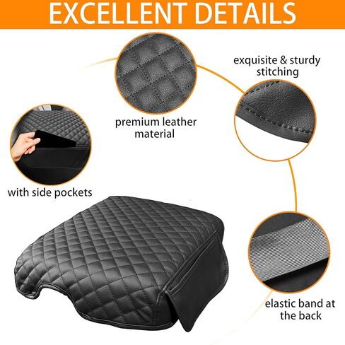 غطاء وحدة التحكم المركزية لسيارة Toyota Tundra 2007-2013 & Sequoia 2008-2022 غطاء حماية لوحدة التحكم الوسطى وغطاء مسند للذراع مع جيوب جانبية وإكسسوارات داخلية جلدية مضادة للخدوش، غرز رمادية in Saudi Arabia