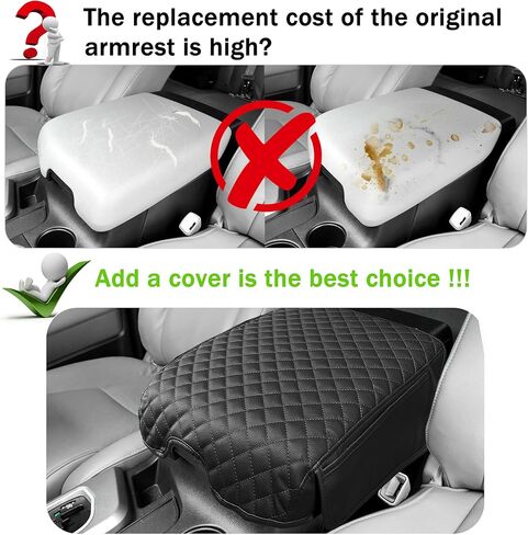 غطاء وحدة التحكم المركزية لسيارة Toyota Tundra 2007-2013 & Sequoia 2008-2022 غطاء حماية لوحدة التحكم الوسطى وغطاء مسند للذراع مع جيوب جانبية وإكسسوارات داخلية جلدية مضادة للخدوش، غرز رمادية in Saudi Arabia
