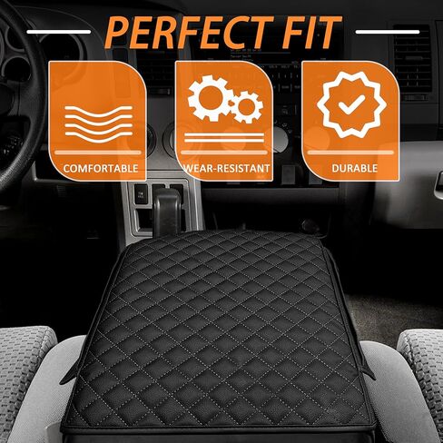غطاء وحدة التحكم المركزية لسيارة Toyota Tundra 2007-2013 & Sequoia 2008-2022 غطاء حماية لوحدة التحكم الوسطى وغطاء مسند للذراع مع جيوب جانبية وإكسسوارات داخلية جلدية مضادة للخدوش، غرز رمادية in Saudi Arabia