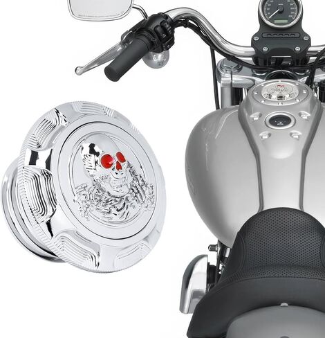 Fuel Gas Tank Cap Cover CNC Aluminum for Harley Touring Road King Softail Dyna Sportster XL 1200 883 X48 Right-hand Thread 3D Skeleton (Black) in Kuwait