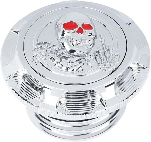 Fuel Gas Tank Cap Cover CNC Aluminum for Harley Touring Road King Softail Dyna Sportster XL 1200 883 X48 Right-hand Thread 3D Skeleton (Black) in Kuwait