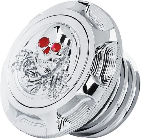 Fuel Gas Tank Cap Cover CNC Aluminum for Harley Touring Road King Softail Dyna Sportster XL 1200 883 X48 Right-hand Thread 3D Skeleton (Black) in Kuwait