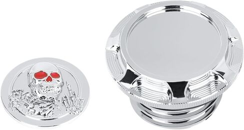 Fuel Gas Tank Cap Cover CNC Aluminum for Harley Touring Road King Softail Dyna Sportster XL 1200 883 X48 Right-hand Thread 3D Skeleton (Black) in Kuwait