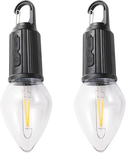 Vagocom 2Pcs Rechargeable Camping Light Bulbs,Portable LED Camping Lanterns,Hanging Tent Lamp with 3 Lighting Modes and Hook for Emergency, Hiking, Fishing, Backpacking,Power Outages in Saudi Arabia