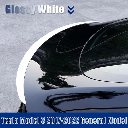 Rear Spoiler Rear Trunk Lid Spoiler Wing Fit for Tesla Model 3 2017-2022 General Model Glossy White Tail Wing Model 3 Factory Exterior Accessories (Glossy White) in Saudi Arabia