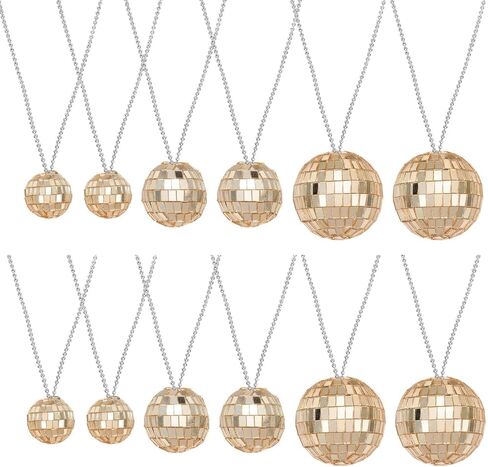 MECCANIXITY Mirror Disco Ball Necklace, 70s Disco Party Necklaces for Costume Game Dance Supplies Birthday Parties Festival Jewelry Accessories in Saudi Arabia