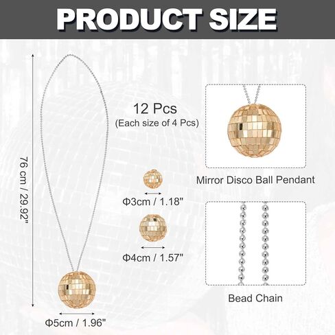 MECCANIXITY Mirror Disco Ball Necklace, 70s Disco Party Necklaces for Costume Game Dance Supplies Birthday Parties Festival Jewelry Accessories in Saudi Arabia