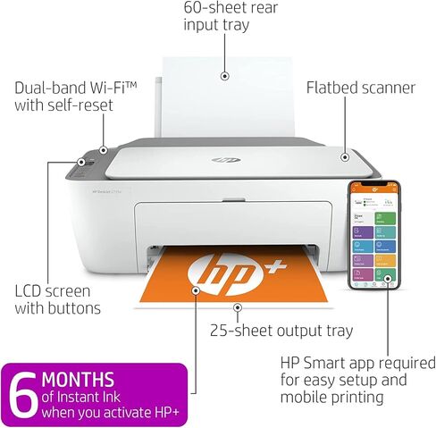 طابعة HP DeskJet 2755e اللاسلكية الملونة الكل في واحد I Print Copy Scan I (26K67A) (متجددة) in Saudi Arabia