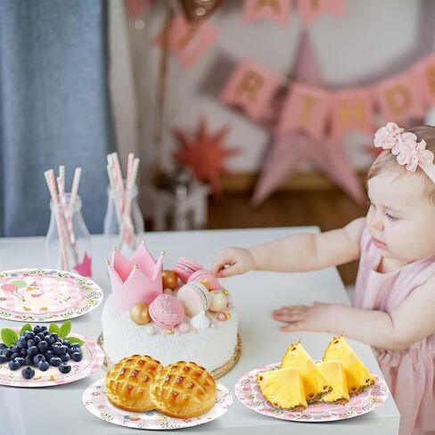 60 Pcs One Silly Goose Paper Plates Party Supplies Silly Goose Pink Gingham Birthday Decorations for Baby Shower Kids Birthday Family Picnic Camping Garden Tea Parties 6 Styles in Saudi Arabia