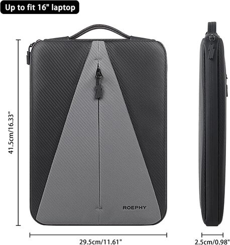 16 Inch Laptop Sleeve Case, Water-Resistant Computer Bag for 16-inch MacBook Pro M4/M3/M2/M1 Pro/Max 2024-2019,Lenovo HP ASUS Dell Acer Chromebook, Black + Grey in Saudi Arabia