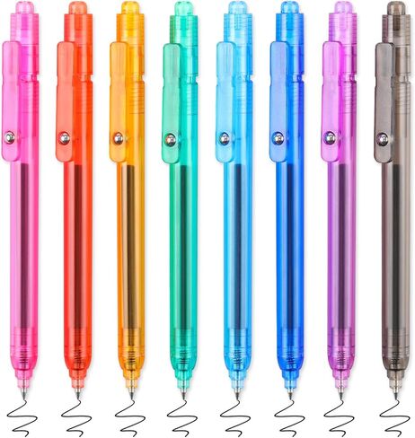 8 عبوات من أقلام الحبر الأسود سريعة الجفاف مقاس 0.5 مم، أقلام جل سوداء جمالية، أقلام كتابة ناعمة قابلة للسحب، قلم لطيف للهدايا المكتبية اليابانية (8 قطع-حبر أسود) in Kuwait