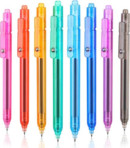 8 عبوات من أقلام الحبر الأسود سريعة الجفاف مقاس 0.5 مم، أقلام جل سوداء جمالية، أقلام كتابة ناعمة قابلة للسحب، قلم لطيف للهدايا المكتبية اليابانية (8 قطع-حبر أسود) in Kuwait