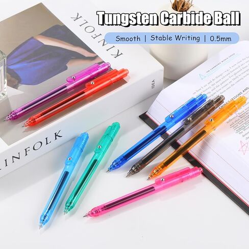 8 عبوات من أقلام الحبر الأسود سريعة الجفاف مقاس 0.5 مم، أقلام جل سوداء جمالية، أقلام كتابة ناعمة قابلة للسحب، قلم لطيف للهدايا المكتبية اليابانية (8 قطع-حبر أسود) in Kuwait